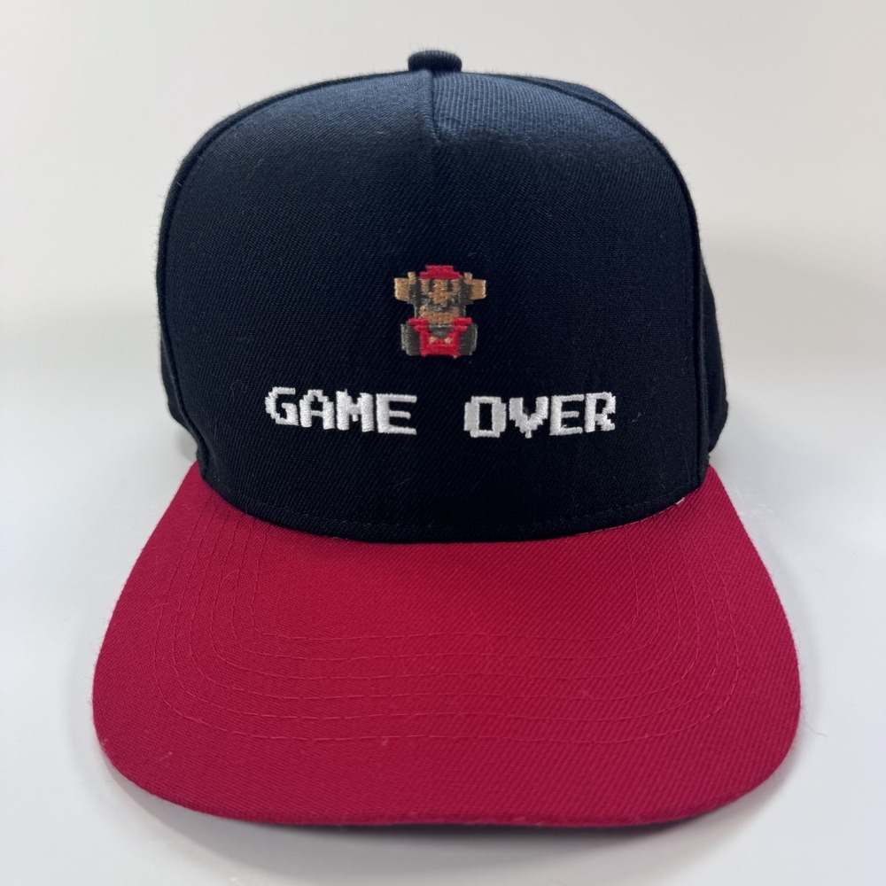 SUPER MARIO BROS Hat "Game Over" Cap Nintendo Black Snapback Adjustable Retro